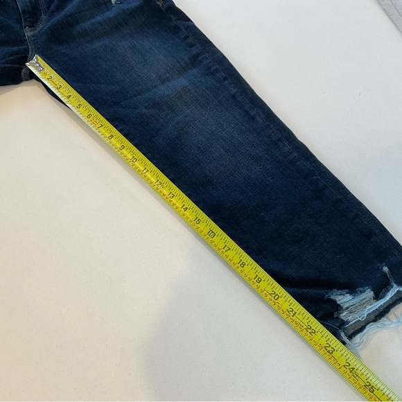 Frame Le Garcon Crop Chewed Hem Jeans Women’s 28 Dark Blue Wash Distress Stretch - Picture 14 of 16